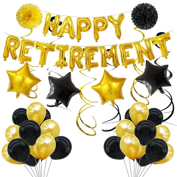 Balloon Kit Happy Retirement, 37 unidades, globos de lámina de látex