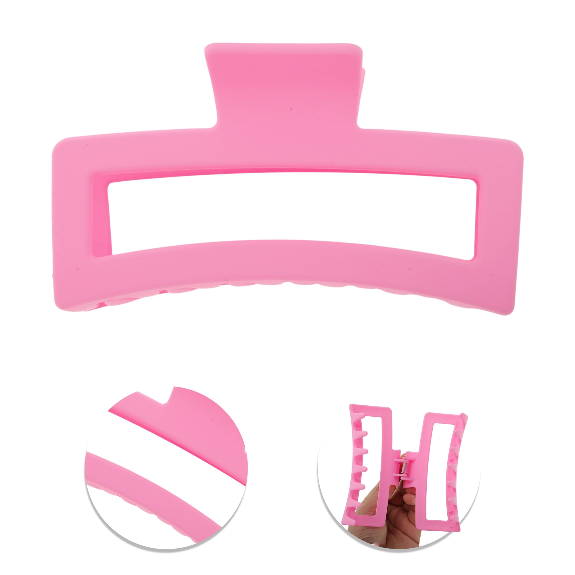 Unique Bargains Rectangle Frosted Hair Clips Home Decoration Daily Styling Dark Pink