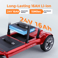thumbnail image 6 of ENGWE 4 Wheel Mobility Scooter for Seniors  Ease 2 ProMobility  Scooter 24V 16A Li-ion Battery Lightweight 42.6lb Compact Folding Portable to Travel , Headlight Basket, Single Battery-Blue, 6 of 9