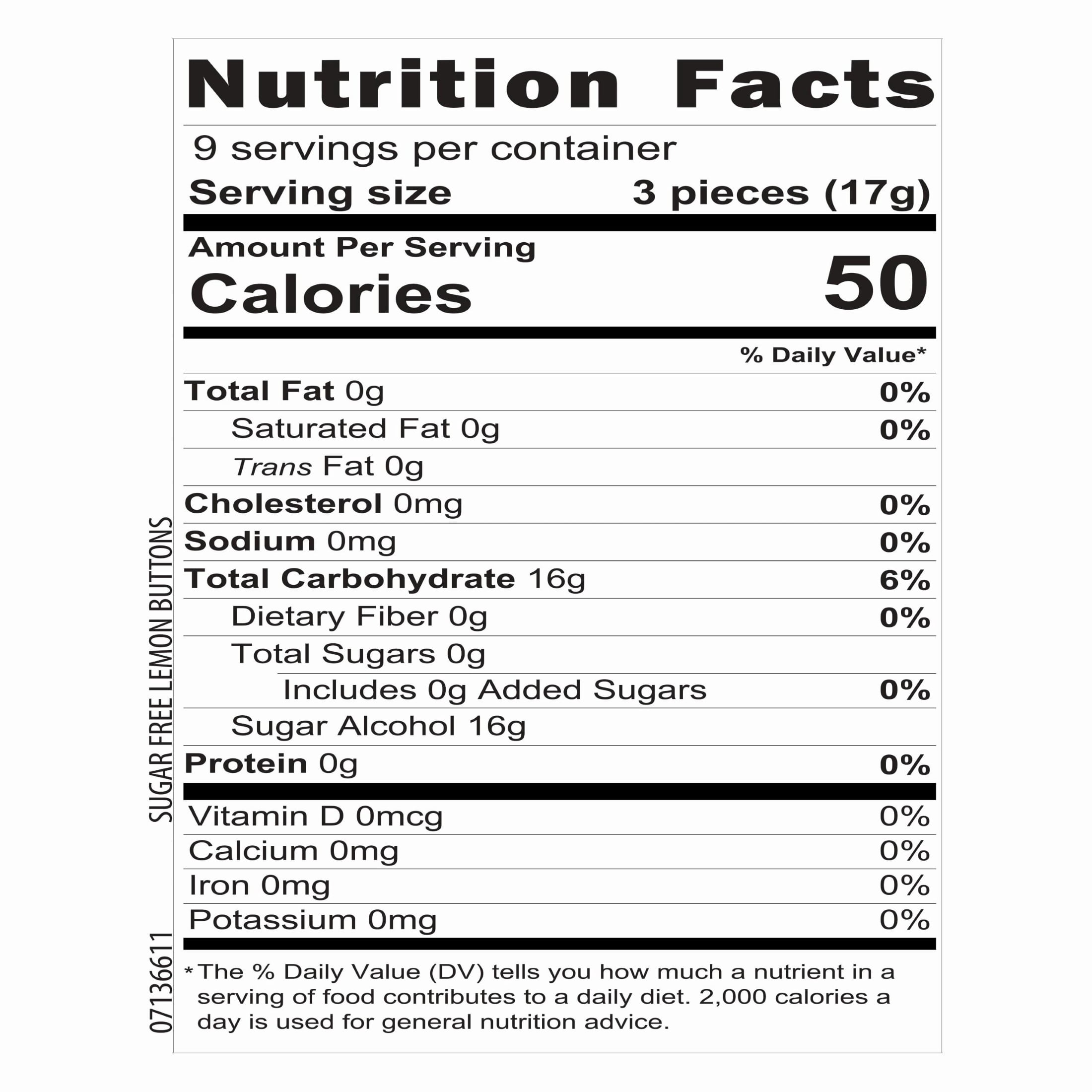 Howe Sugar Free Lemon Buttons Hard Candy, 5 oz, Bag