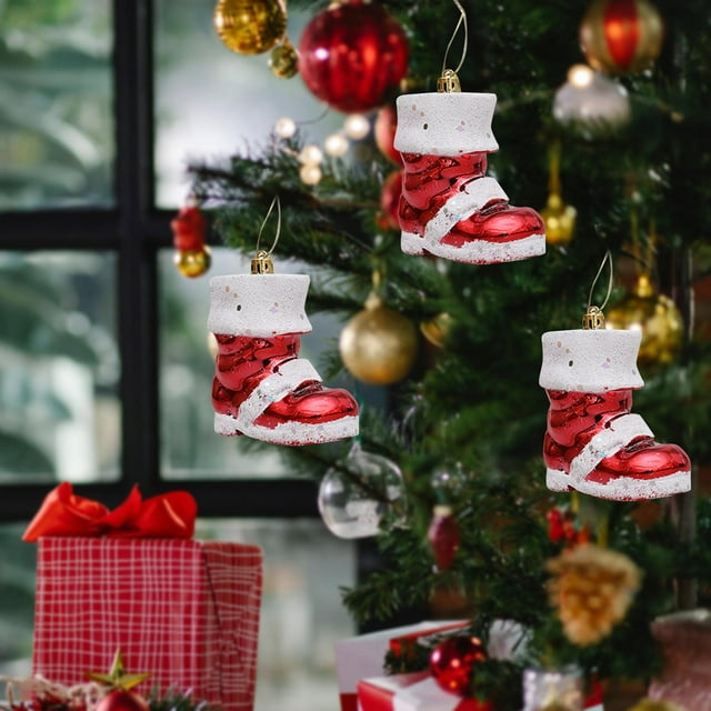 3 piezas de adornos navideños Macarena Bota de Papá Noel Colgante para árbol de Navidad Decoración creativa Tamaño 25 cm x 5 cm x 11 cm