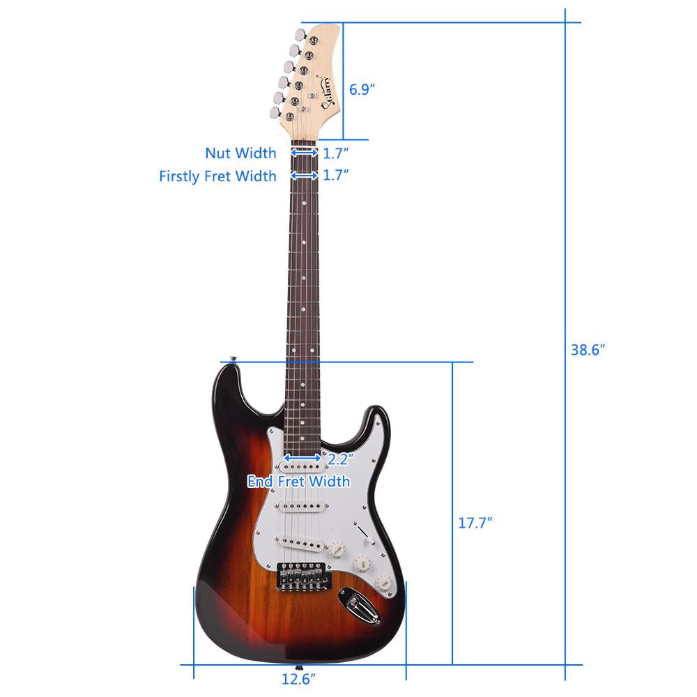 Glarry Rosewood Fingerboard 22 Frets Electric Guitar with Gig Bag, Strap, Pick