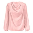 thumbnail image 3 of AJHSAKLt Blouses for Women Dressy Casual Women's Blouse Ruffle Folds V Neck Tops Chiffon Shirt Loose Long Sleeve Shirts for Women Pink, 3 of 4