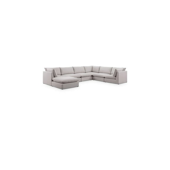 Meridian Furniture Mackenzie Beige Durable Linen Textured Modular Sectional