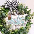 thumbnail image 2 of Corona de Pascua con hojas verdes, flores blancas y amarillas, hermosa corona artificial para decoración de fiestas en el hogar., 2 of 14