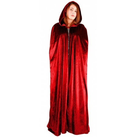 Full Length Velvet Hooded Cape/Cloak Adult Costume Red