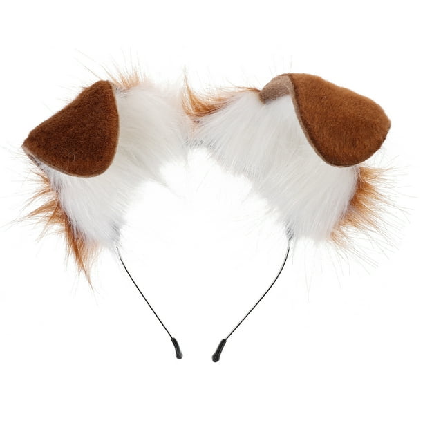 Diadema con orejas de perro para cosplay, diadema de orejas de perro de peluche, diademas con orejas de animal para mujeres