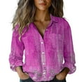 thumbnail image 2 of Pink Womens Blouses Women's Long Sleeved Printed Button Down Shirt Ladies Tops and Blouses, 2 of 5