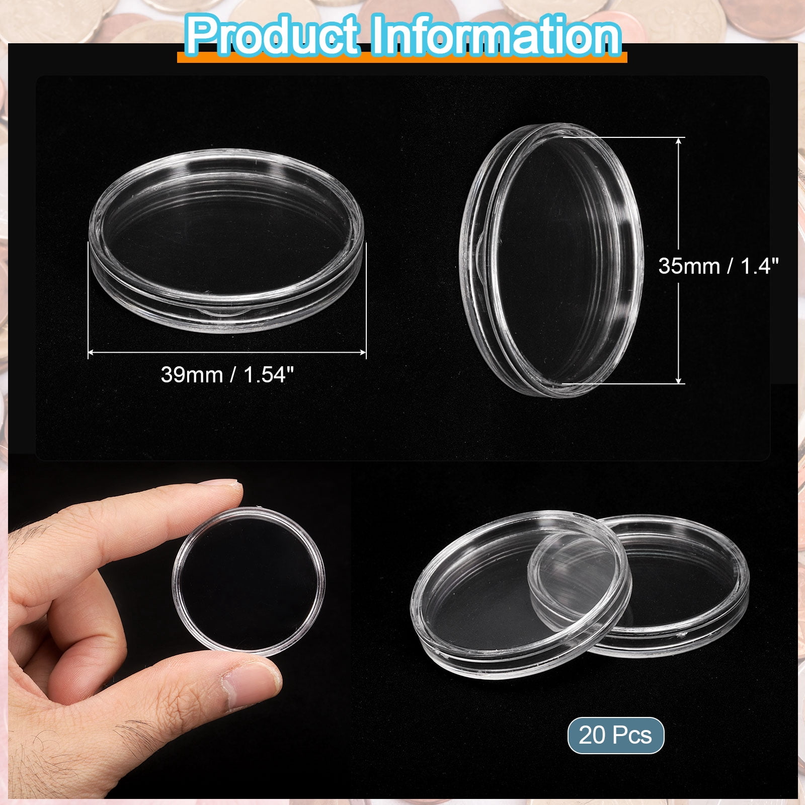 Unique Bargains Durable Plastic Coin Capsule Covers Coin Collection 1.38"