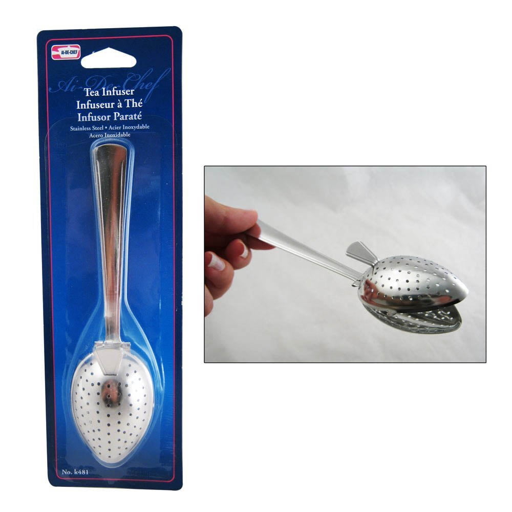 Stainless Steel Loose Leaf Oval Snap Tea Infuser Strainer Spoon Kitchen Tool SA 