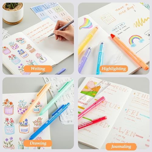 Tekola Bible Highlighters and Pens No Bleed, 33 Pack Bible Journaling Kit, Bible Pens Gel Highlighters and Bible Tabs with a storage bag, Bible Markers No Bleed Through