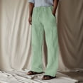 thumbnail image 1 of Men's Casual Pants - Mid Rise Solid Full-Length Everyday Trousers with Drawstring and Pockets for Comfort, 1 of 4