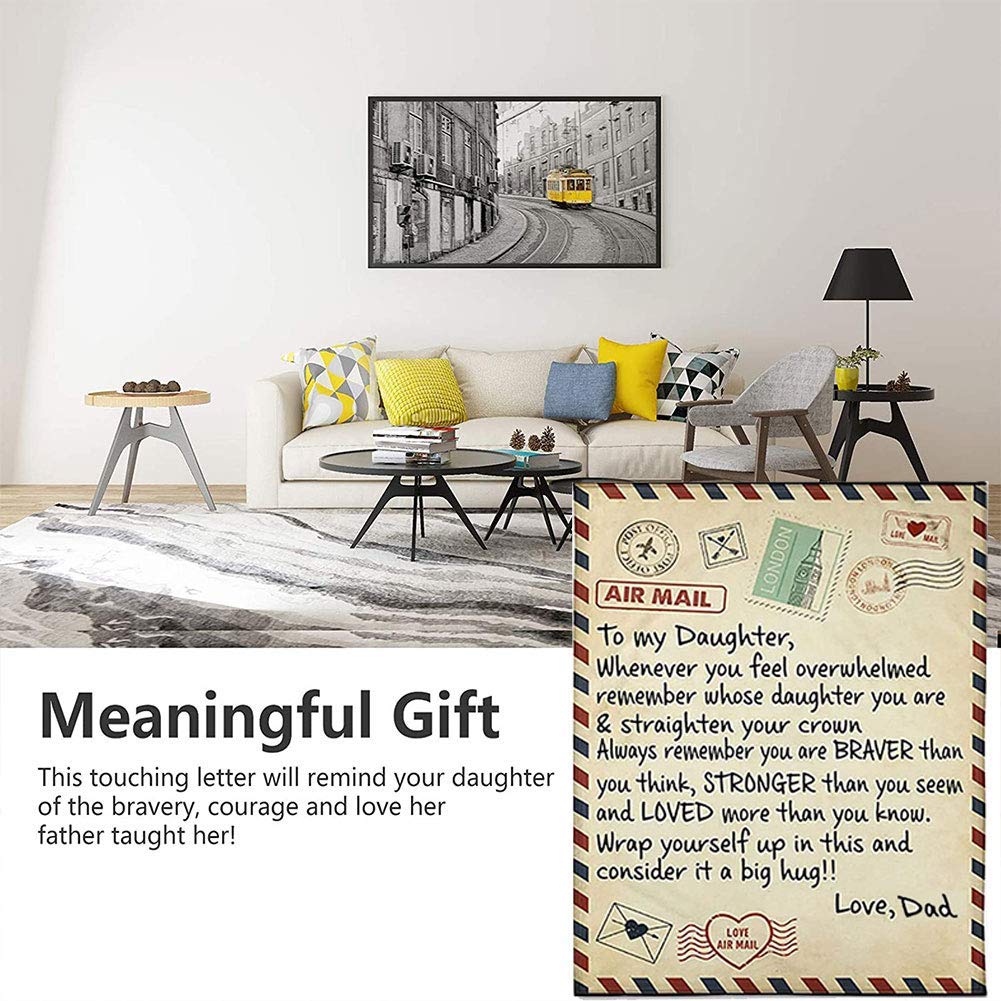 N/H Fleece Blanket to My Daughter Letter Printed Quilts Dad Mom for Daughter''s Air Mail Blanket Positive Encourage and Love Daughter''s Flannel Blanket Gifts (dad), 60 * 80in
