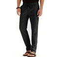 thumbnail image 3 of Frontwalk Men Summer Casual Elastic Waist Pants Straight Leg Fitted Trousers Solid Color Yoga Loungewear with Pockets Black 2XL, 3 of 4