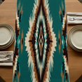 thumbnail image 5 of Green Southwestern Table Runner 36 Inches Long for Dining Tables, Boho Ethnic Geometric Retro Cotton Linen Table Runner Coffee Tablerunners Dresser for Kitchen Party Holiday Decorations 13"x36", 5 of 9