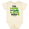 thumbnail image 3 of Inktastic The Ladies Are Lucky That I Was Born St Patricks Day Baby Boy Boys Baby Bodysuit, 3 of 5