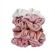 Velvet Hair Scrunchies for Women- 5 pack Velvet Scrunchie for Ponytails, Braids and Buns (Matte Velvet Blush)