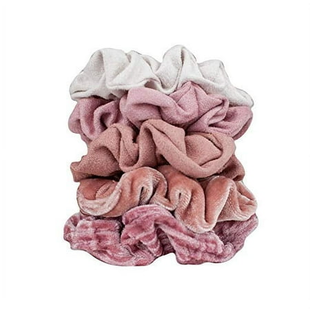 Velvet Hair Scrunchies for Women- 5 pack Velvet Scrunchie for Ponytails, Braids and Buns (Matte Velvet Blush)