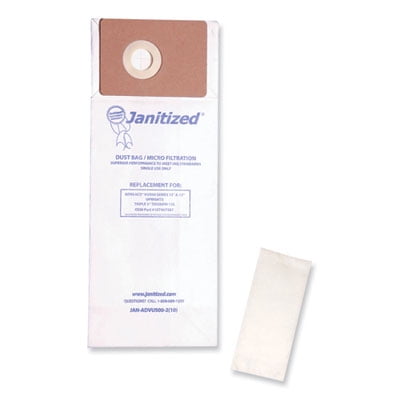 Janitized Vacuum Filter Bags Designed to Fit Advance VU500/Triple S Triumph 100/Carton JANADVU500210