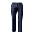 thumbnail image 4 of Men's Regular Fit Dress Pants Expandable Waist Slacks for Work Casual Business Flat Front Mens Wrinkle Free Comfort Stretch Pants Navy M, 4 of 5