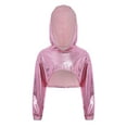 thumbnail image 2 of Hansber Shiny Metallic Hooded Crop Top for Girls Hip Hop Jazz Dance Shirt Cropped Hoodie Sweatshirts Pink 6, 2 of 4