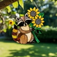 thumbnail image 3 of Raccoon Sunflower Acrylic Suncatcher, Cute Faux Stained Glass Raccoon Decor, Raccoon Window Hanging, Woodland Garden Ornament Gift, 3 of 4