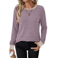 thumbnail image 4 of WIHOLL Long Sleeve Shirts for Women Fall Sweaters Fashion Color Block Crew Neck Pullover Tops 2026 Winter Lightweight Women's Sweaters, 4 of 11