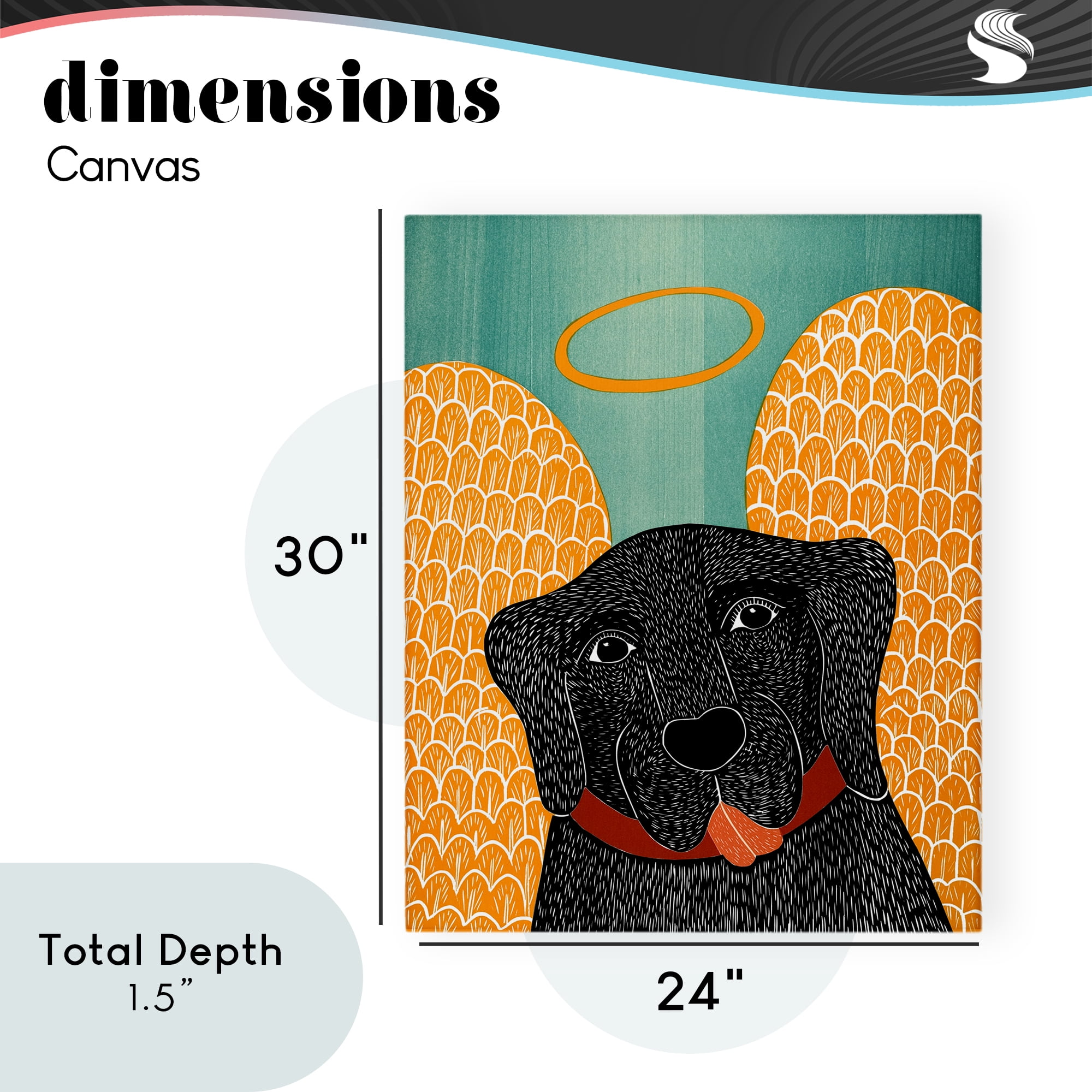 Dog Angel with Yellow Wings Canvas Wall Art, design by Stephen Huneck