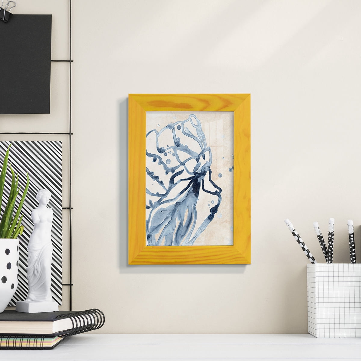 Water Shells I - Framed Print w/glass - Sunflower Yellow