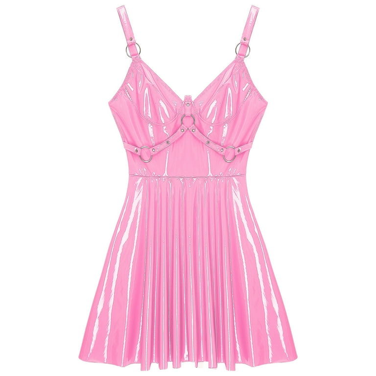 pink pu dress C'mon Baby PU Leather Mini Dress - Hot Pink