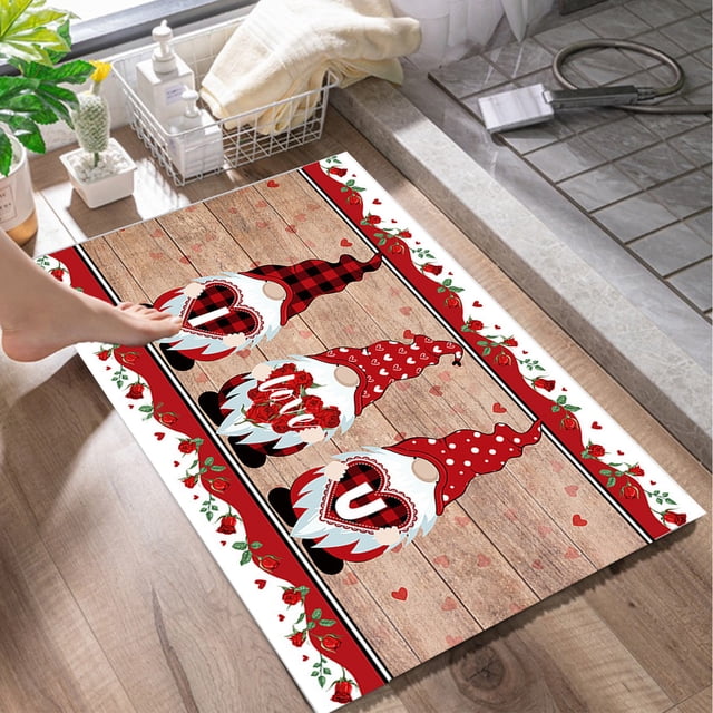 Red Non-Slip Absorbent Rug - Waterproof Kitchen & Bathroom Mat for Indoor Outdoor Use