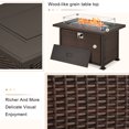 thumbnail image 2 of Homrest 50" L Propane Pit Firetable,50,000 BTU Auto-Ignition Gas Fire Table with Glass Wind Guard and 2 Hidden Side Hooks, Dark Brown, 2 of 7