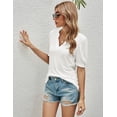 thumbnail image 5 of ZHENWEI Womens Casual V-Neck T-Shirts Loose Puff Short-Sleeve Tops Tunic Blouse, 5 of 9