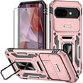 thumbnail image 1 of KOMI for Google Pixel 9a Case with Screen Protector and with Camera Cover, 360°Military Grade Rotatable Kickstand (Heavy Duty) Shockproof Protective, Case for Google Pixel 9a Rose Gold, 1 of 5