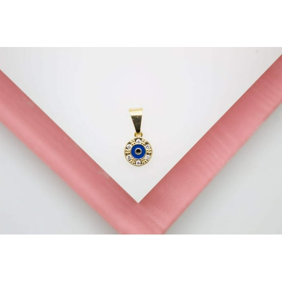 18K Gold Filled Evil Eye With CZ Cubic Zirconia Stone Jewelry Making Minimal Pendant