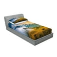 thumbnail image 2 of Ambesonne Landscape Fitted Sheet & Pillow Sham Set, Misty Mountaintops, Twinxl, Yellow Blue Green, 2 of 2