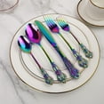 thumbnail image 4 of Gorgeous Retro Royal Rainbow Stainless Steel 20 Pieces Flatware Set, Multicolour Silverware Set, Anti-Rust Stainless Steel Dark Cutlery Set Utensils Including Fork Spoon and Knife, 4 of 7