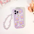 thumbnail image 2 of Compatible for iPhone 14 Pro Max Case Clear Cute Flower Floral with Chain for Girls Women Pattern Soft TPU Shockproof Protective Girly for iPhone 14 Pro Max-Purple Flower, 2 of 7