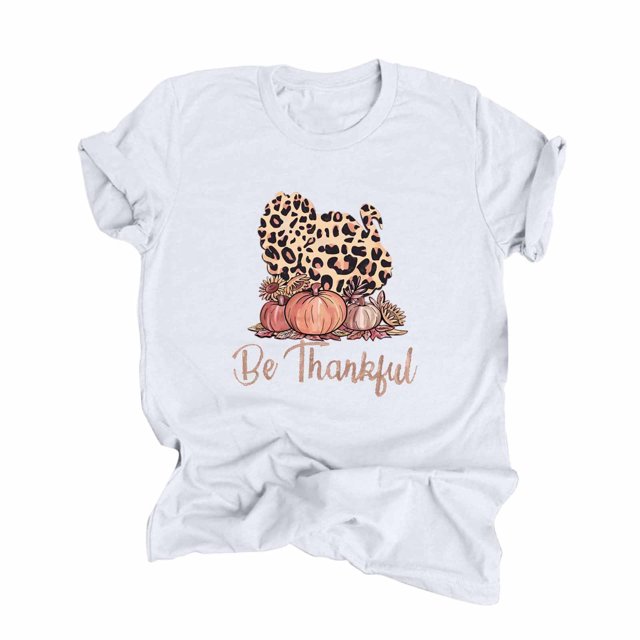 Blusa Informal Con Estampado de Acción de Gracias Para Mujer, Camiseta de Manga Corta Odeerbi ODB151388