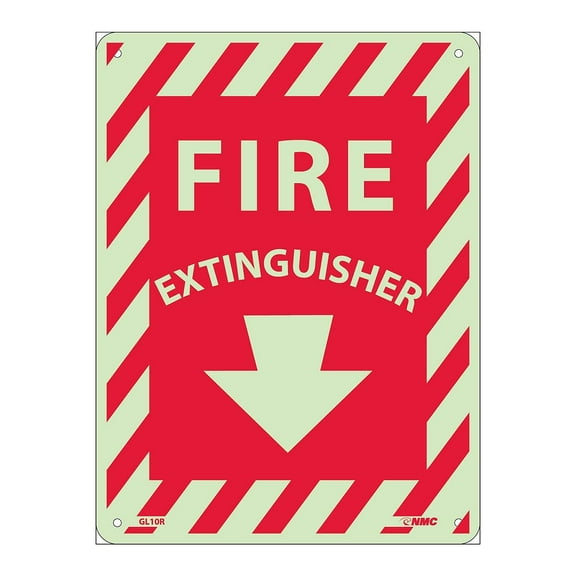 National Marker Notice Signs; Fire Extinguisher 12X9 Glow Rigid GL10R