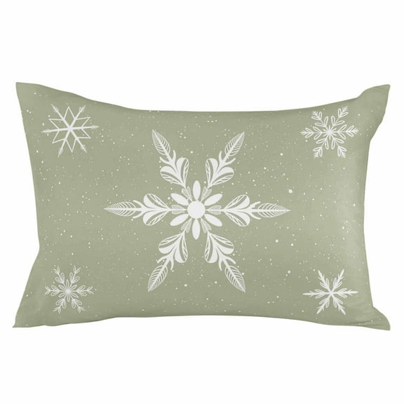 Sage Green Christmas Throw Pillow Cover 20 x 26 Inch Decorative Pillow Cover Xmas Snowflake Winter Lumbar Pillowcase Seasonal Rectangle Cushion Case for Couch Sofa Bed Living Room