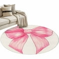 thumbnail image 6 of Pink Bow Round Rug 3ft Washable Circle Entryway Rugs Non Slip Cute Pink Vintage Area Rug Indoor Floor Carpet for Bedroom Kitchen Living Room Home Office Dining Room Nursery, 6 of 8