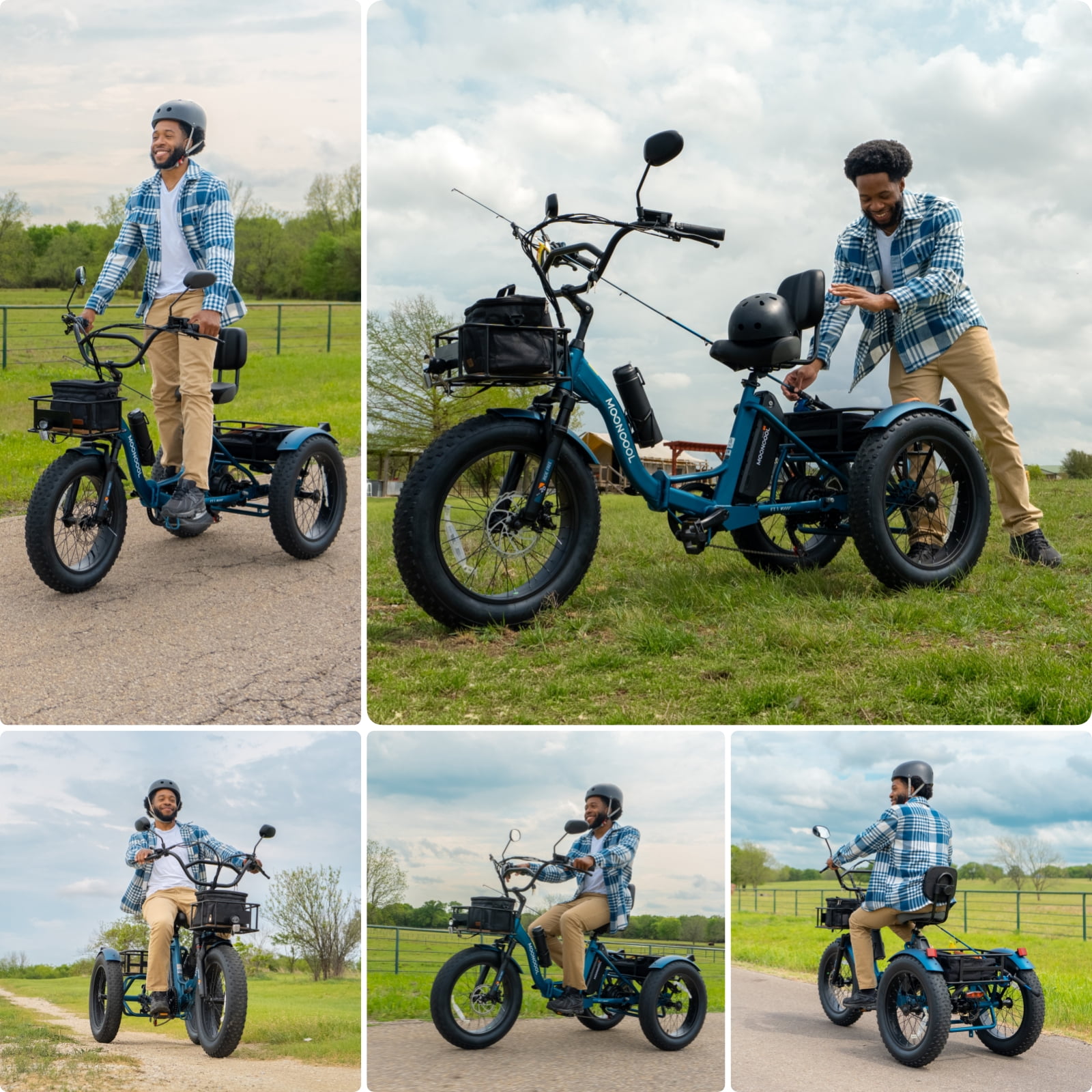 MOONCOOL Folding Electric Tricycle for Adults, 20" x 4" Fat Tire Electric Trike, 48V Peak 1092W  Electric Bicycle, 3 Wheels 7 Speed Ebike w/ 14.5Ah Removable Battery& Speed Differential Mechanism