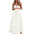 thumbnail image 6 of Whlbf Womens Skirts Midi Length Plus Size,Womens Colored Wooden Ear Patchwork Pleated Half Body High Waist Mesh Pleated Cake Skirt Ball Skirt Half Body Skirt, 6 of 8