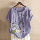 thumbnail image 2 of Gibobby Casual Playera de Manga Corta para Mujer Nueva camiseta algodón informal con estampado Retro literario y artístico elegante para mujer(Morado,XL), 2 of 4