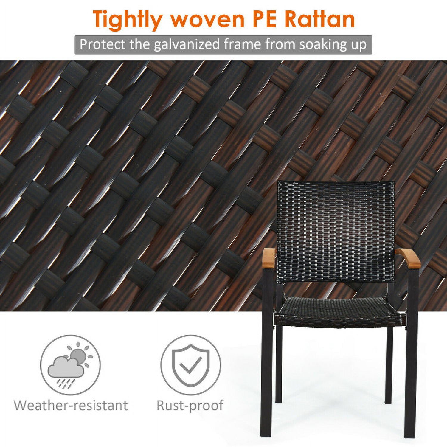 Aimee Lii Set of 4 Outdoor Patio PE Rattan Dining Chairs with Powder-coated Steel Frame, Outdoor Patio Set Aimee Lii Set of 4 Outdoor Patio PE Rattan Dining Chairs with Powder-coated Steel Frame, Outdoor Patio Set