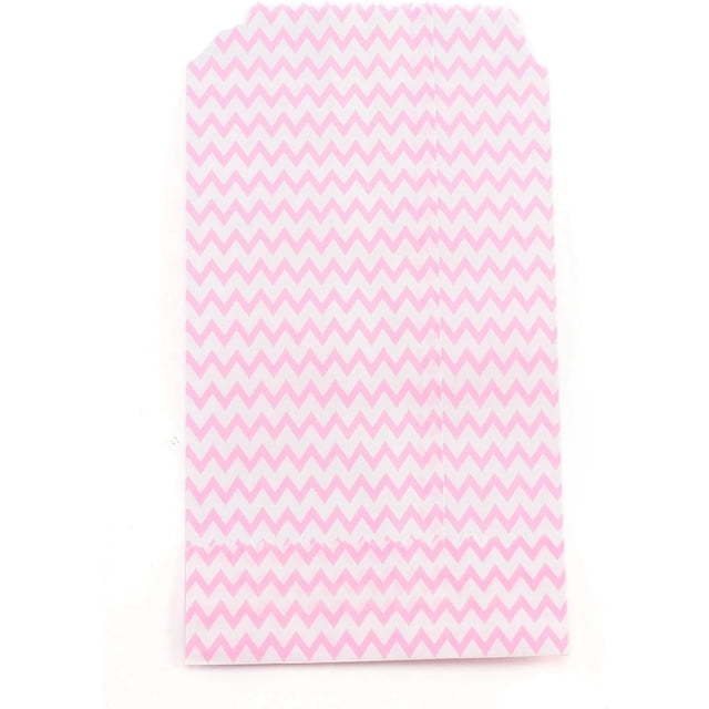 100 bolsas de papel kraft blancas sin asas, bolsas de almacenamiento con patrón ondulado, bolsas de regalo para bodas, fiestas de cumpleaños, rosas, 15 x 8,3 x 0,02 cm