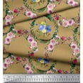 thumbnail image 3 of Soimoi Brown Poly Georgette Fabric Floral Wreath Flower Decor Fabric Printed BTY 42 Inch Wide, 3 of 3