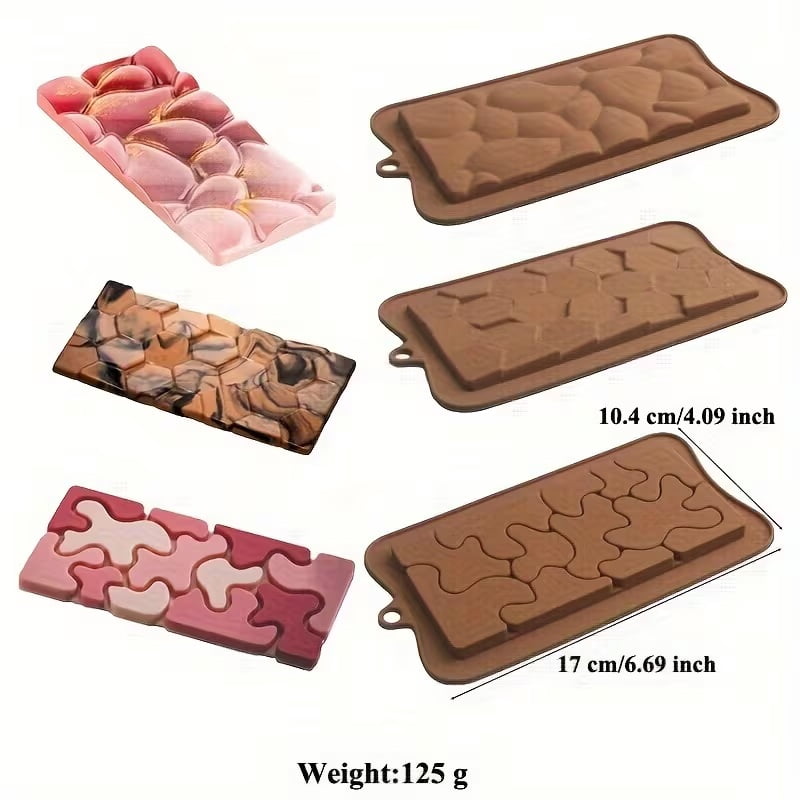 Three piece silicone chocolate bar mold set | Dubai chocolate mold set | Baking supplies | Candy making tools for kids