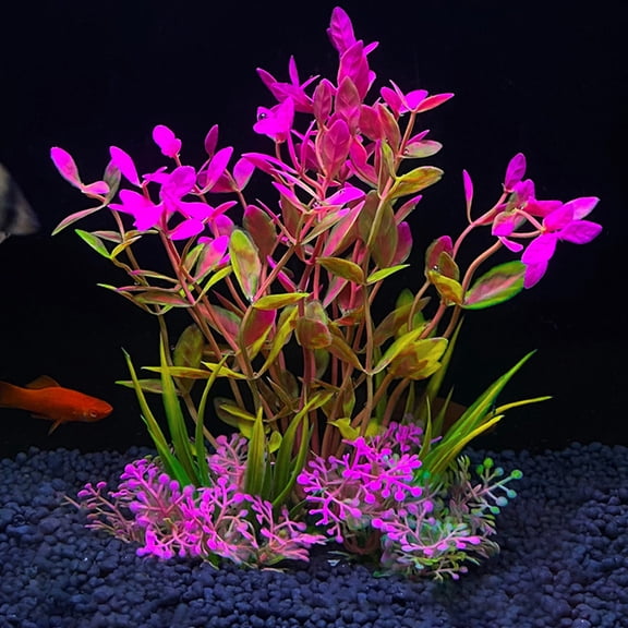 dgysar 10in Plastic Aquarium Plants Realistic Fake Aquatic Plants with Weighted Support for Fish Tank Decor Hot Pink One Size
